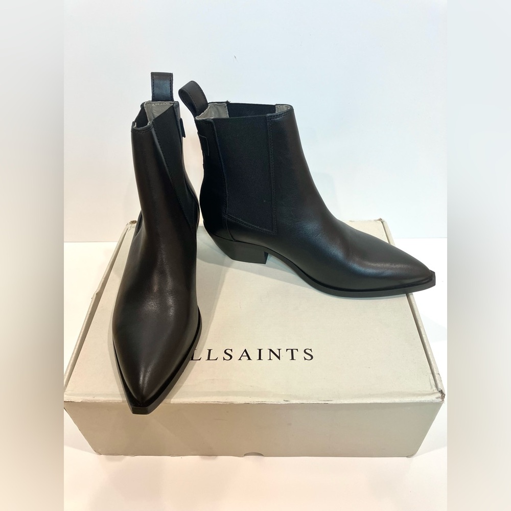 ALL SAINTS - FOX POINTED LEATHER CHELSEA BOOTS